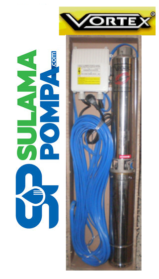 VORTEX 9 GMP-07 1.HP 220V  DERİN KUYU PAKET DALGIÇ POMPA (kablo+pano)
