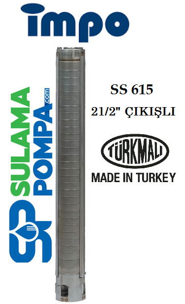 SS 615/11 7.5 HP  21/2'' ÇIKIŞLI 6'' KOMPLE PASLANMAZ ÇELİK TEK DALGIÇ POMPA