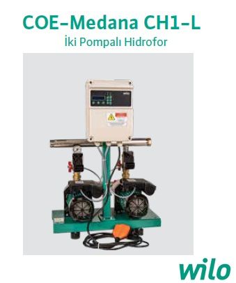 Wilo COE2-Medana CH1-L.407-1  2X1.1kW  220V  Çift Pompalı Paslanmaz Çelik Gövdeli Yatay Paket Hidrofor