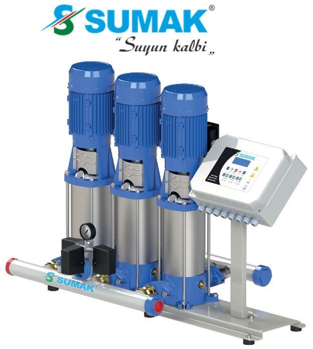 SUMAK, SHTPD8C 400/12 SMART, 3x4HP, 380V, ÜÇ POMPALI, DİJİTAL PANOLU HİDROFOR