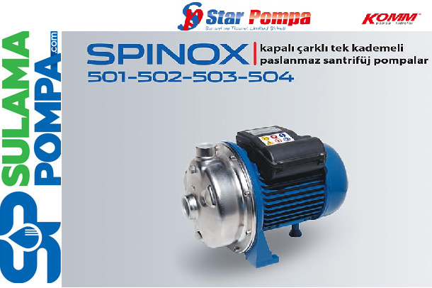 STAR SPINOX 502 T 1.5 HP 380V KOMPLE PASLANMAZ KAPALI ÇARKLI SANTRİFÜJ POMPA