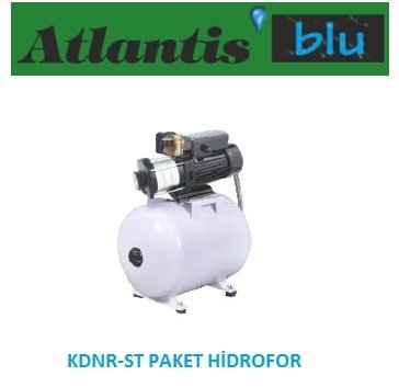 Atlantis Blu KDNR 4-5M-ST    1.5Hp 220V  Paslanmaz Çelik Fan ve Difüzörlü Yatık Çok Kademeli  Paket Hidrofor (SS 304) - Yatık Tanklı 50 litre Değişebilir Membranlı