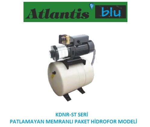 Atlantis Blu KDNR 4-6M-ST    2Hp 220V  Paslanmaz Çelik Fan ve Difüzörlü Yatık Çok Kademeli  Paket Hidrofor (SS 304) - Yatık Tanklı 50 litre Sabit Membranlı