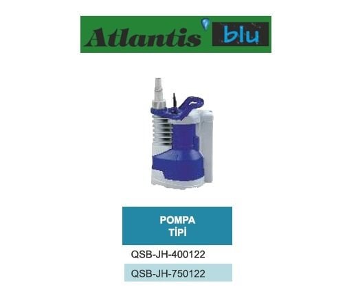 Atlantis Blu QSB-JH-400122   400W  220V  Plastik Gövdeli Temiz Su Drenaj Dalgıç Pompa (Gizli Flatörlü) - OKYANUS SERİ