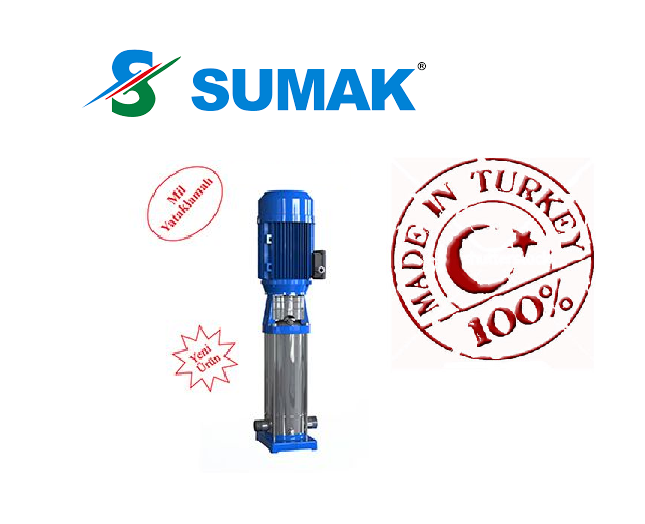 SUMAK SHTP8-220/8 2.2.HP 380W DÜŞEY MİLLİ KADEMELİ KOMPLE PASLANMAZ POMPA