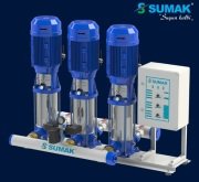 Sumak  SHTPD16 C  550/10     3X4 kW  380V  Üç Pompalı Düşey Milli Paslanmaz Çark ve Difüzörlü Hidrofor (Krom Hidrofor)