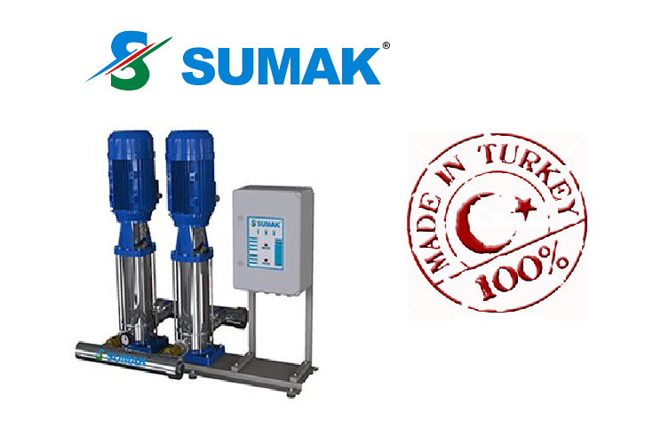 SUMAK SHTP16 B 550/8 5,5 HP 380W ÇİFT POMPALI KOMPLE PASLANMAZ HİDROFOR