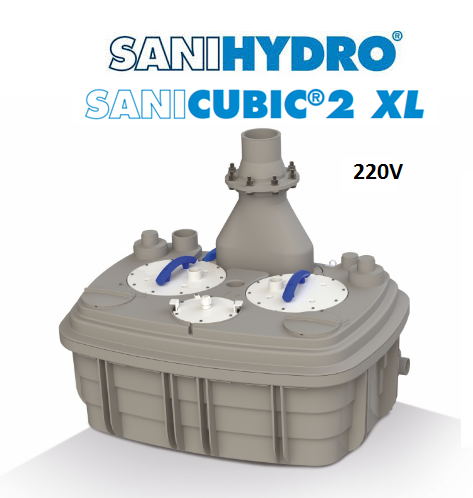 SANİHYDRO SANİCUBİC 2 VX S  Vortex Çarklı Monofaze Birden fazla klozet (max 10 adet),banyo, mutfak ve çamaşırhanenin atık suları-ÇİFT POMPA VORTEX