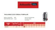 Atlantis 7503DW  1Hp 220V  Paslanmaz Çelik  Açık Fanlı Drenaj Dalgıç Pompa