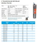 Felsom FMO4 020M   2Hp 220V   4'' Dalgıç Motor (Orjinal İtalyan)