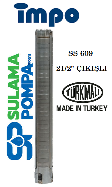 SS 609/18 7.5 HP 21/2'' ÇIKIŞLI 6'' KOMPLE PASLANMAZ ÇELİK TEK POMPA