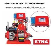 Etna Y2 KO 25/6-55+D10+KO 4/9     7.5 Hp Elektrikli- 10Hp Dizel 380V  Yatay Pompalı Alarm Kitli Yangın Hidroforu (Dizel + Elektrikli + Jokey Pompalı)