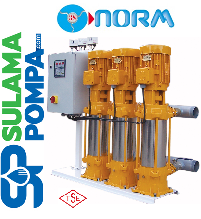 NORM NBH 3/1107 M 3x1.5 HP ÜÇ POMPALI DİJİTAL PANOLU HİDROFOR+3MT FLATÖR