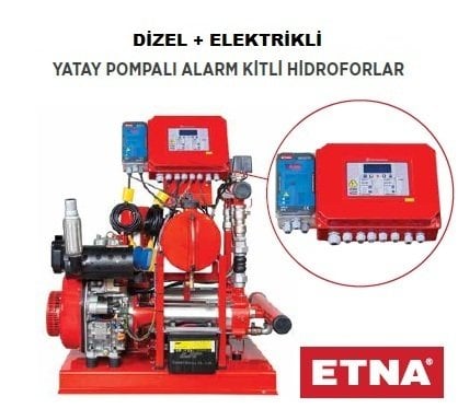 Etna Y2 KO 10/9-40+D10     5.5 Hp Elektrikli- 10Hp Dizel 380V  Yatay Pompalı Alarm Kitli Yangın Hidroforu (Dizel + Elektrikli)