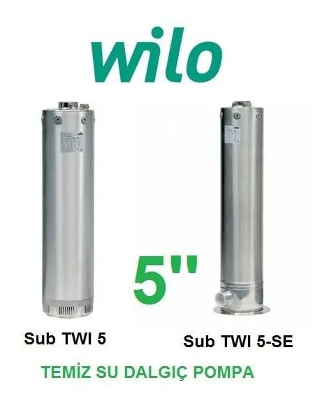 WİLO SUB-TWI5 304 M   0.55kW  220V  5\'\' PASLANMAZ ÇELİK KESON KUYU DALGIÇ POMPA