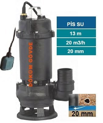 MOMENTUM 50WQ-10-0.75F- 1HP-220V- DÖKÜM GÖVDELİ PİS SU DRENAJ DALGIÇ  POMPASI