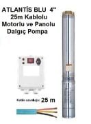 Atlantis  4SDM1606   2Hp-220V   4\'\'Çaplı  2\'\' Çıkışlı 25mt Yekpare Kablolu + Motorlu + Panolu Dalgıç Pompa
