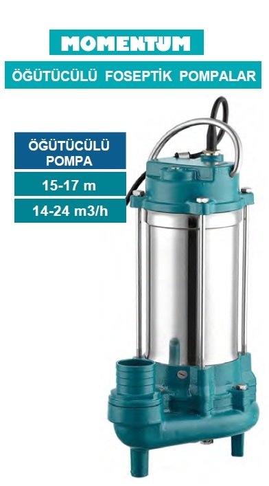 MOMENTUM P1500  - 2HP-220V-  PARÇALAYICI BIÇAKLI PASLANMAZ GÖVDELİ FOSEPTİK ÖĞÜTÜCÜLÜ DALGIÇ POMPA