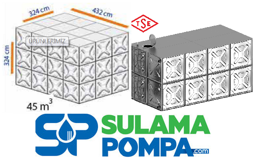 45, m3 PASLANMAZ ÇELİK SU DEPOSU