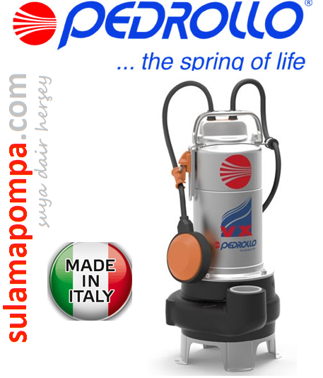 PEDROLLO VXM 8/35-N 0.75 HP PASLANMAZ GÖVDELİ FOSEPTİK DALGIÇ POMPA