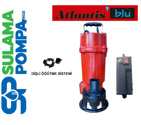 ATLANTİS OGUTUCU 0.55M- 0.75 HP 220V TAM ÖĞÜTÜCÜ PARÇALAYICI FOSEPTİK DALGIÇ POMPA