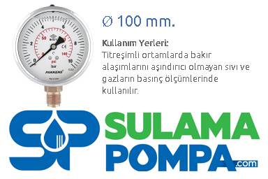 100 mm 1/2'' KL2.5 PASLANMAZ GÖVDELİ MANOMETRE