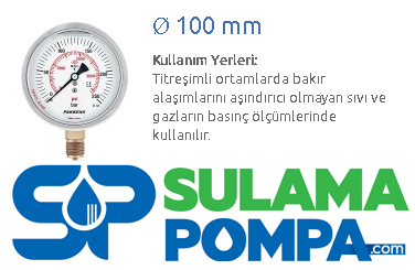 100 mm 1/2'' KL10 PASLANMAZ GÖVDELİ MANOMETRE