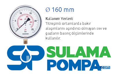 160 mm 1/2'' KL10 PASLANMAZ GÖVDELİ HASSAS MANOMETRE