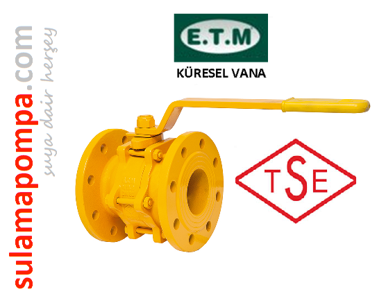 E.T.M YUSAL PN16 25 DN100 TAM GEÇİŞLİ KÜRESEL DOĞALGAZ VANASI - KISA TİP