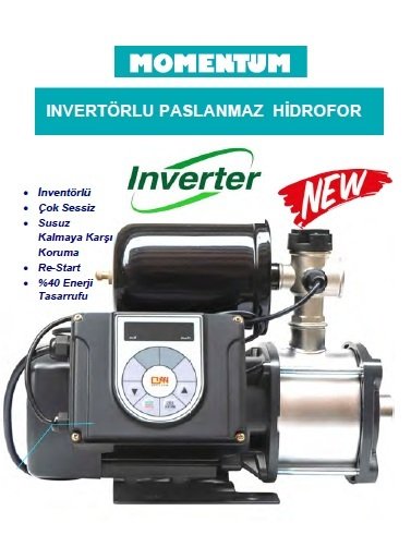 MOMENTUM B1500SM -2HP-220V- TEK POMPALI  İNVERTÖRLÜ PASLANMAZ HİDROFOR