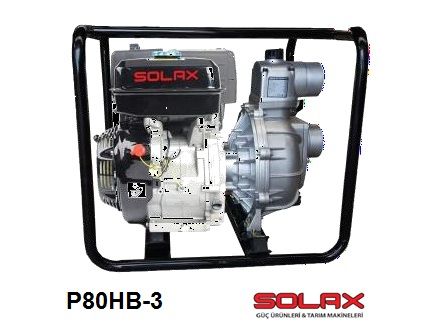 Solax P80HB-3   3'' Dört Zamanlı Yüksek Basınçlı İpli Benzinli Motopomp (Su Motoru-Alüminyum Pompa Gövdeli)