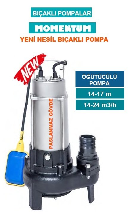 MOMENTUM PSP40-15/1.5F- 2HP-220V- PARÇALAYICI BIÇAKLI PASLANMAZ GÖVDELİ FOSEPTİK BIÇAKLI ÖĞÜTÜCÜLÜ DALGIÇ POMPA