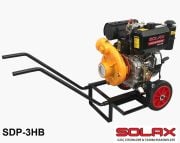 Solax SDP-3HB   3'' X 3'' Dizel İpli Marşlı Yüksek Basınçlı Motopomp (Su Motoru-Aküsüz-El Arabası Tipi)