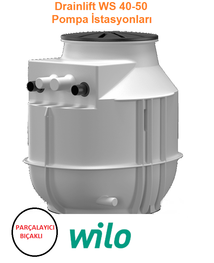 Wilo DrainLift WS 50D/MTH40-T  2x3.1kW 380V  Çift Pompalı Parçalayıcı Bıçaklı Foseptik Tahliye Pompa İstasyonu (400 Litre Tank Hacmi)