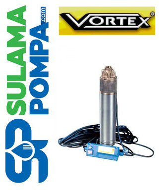 VORTEX VTM 08 M  0.8HP  220V (PANO+KABLO) 4'' SONDAJ TİP PASLANMAZ PAKET DALGIÇ POMPA