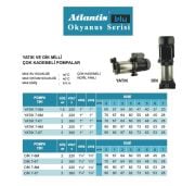 ATLANTİS DİK 7-8T   3HP-380V   DİKEY MİLLİ ÇOK KADEMELİ NORİL FANLI POMPA