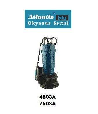 ATLANTİS 7503A  1HP 220V  ALÜMİNYUM SARGILI YÜKSEK DEBİLİ PİS SU DALGIÇ POMPA  - Okyanus Serisi