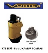 Vortex KTZ 322  3Hp 380V  Üstten Çıkışlı Soğutma Ceketli Açık Fanlı Endüstriyel Pis Su Çamur Pompası - 2900 d/d