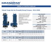 Grandfar WQ9-22-2.2  3Hp 380V  Yüksek Tonajlı Döküm Gövdeli  Atık Su Foseptik Drenaj Dalgıç Pompa