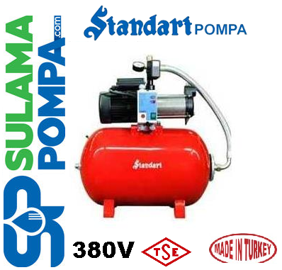 STANDART SBT 90/4 2.HP 380V 80 LT TANKLI YATIK TANKLI PAKET HİDROFOR