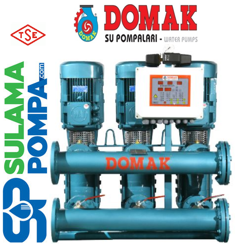 DOMAK KPDR40‐4TÜ 3x10 HP 380V PİK DÖKÜM GÖVDELİ ÜÇ POMPALI HİDROFOR (PANOLU)