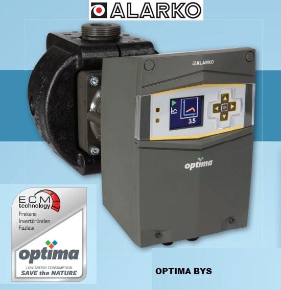 Alarko OPTIMA BYS 3/12-180   Dişli Tip Frekans Kontrollü Sirkülasyon Pompası - Dijital Ekran