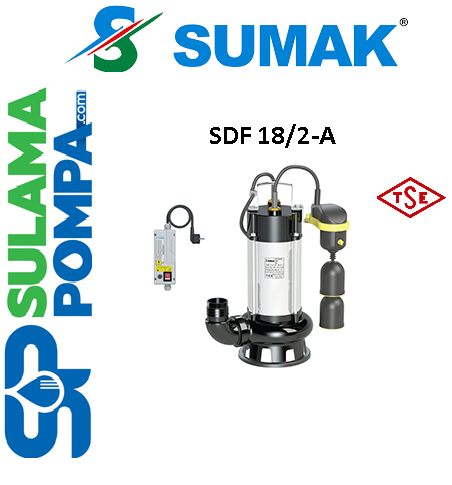 SUMAK SDF 18/2-A 1.8 HP 220V ASANSÖR FLATÖRLÜ FOSEPTİK DALGIÇ POMPA