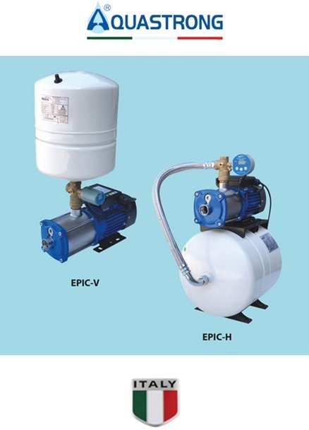 Aquastrong  EPIC-V8/XHC 4-3 M      0.75Hp 220V   Dikey Tanklı Kademeli Akıllı Paket Hidrofor