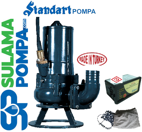 STANDART C 50-160 VX 146.1/ 3.HP 380W AÇIK VORTEX FANLI PİS SU FOSEPTİK DALGIÇ POMPA