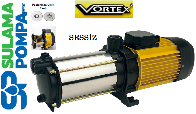 VORTEX VKP S/S 7-07 M 2.5 HP 220V YATAY MİLLİ KOMPLE PASLANMAZ ÇELİK SESSİZ POMPA