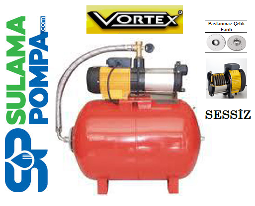 VORTEX VKP S/S 7-06 M 2.HP 220V YATAY KADEMELİ KOMPLE PASLANMAZ ÇELİK SESSİZ HİDROFOR