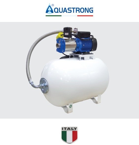 Aquastrong  CH 100 XHC 2-6      1Hp 220V   100 Litre  Yatay Tanklı Paslanmaz Yatay Kademeli Paket Hidrofor