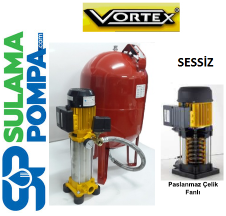 VORTEX VKP VD S/S 7-08 M 3.HP 220V DİK MİLLİ KOMPLE PASLANMAZ ÇELİK SESSİZ PAKET HİDROFOR