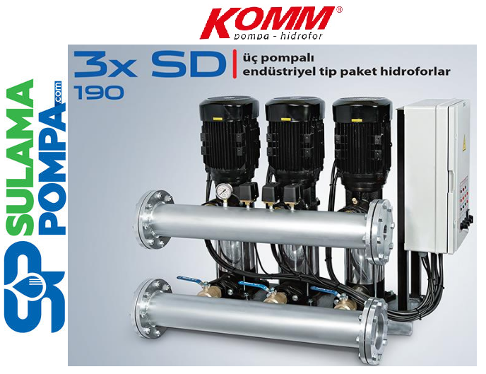 STAR 3 SD 190/3 T 3x15 HP 380V ÜÇ POMPALI ENDÜSTRİYEL TİP SESSİZ PAKET HİDROFOR